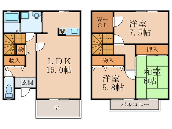 サンビレッジ湯川Ｃ棟の物件間取画像